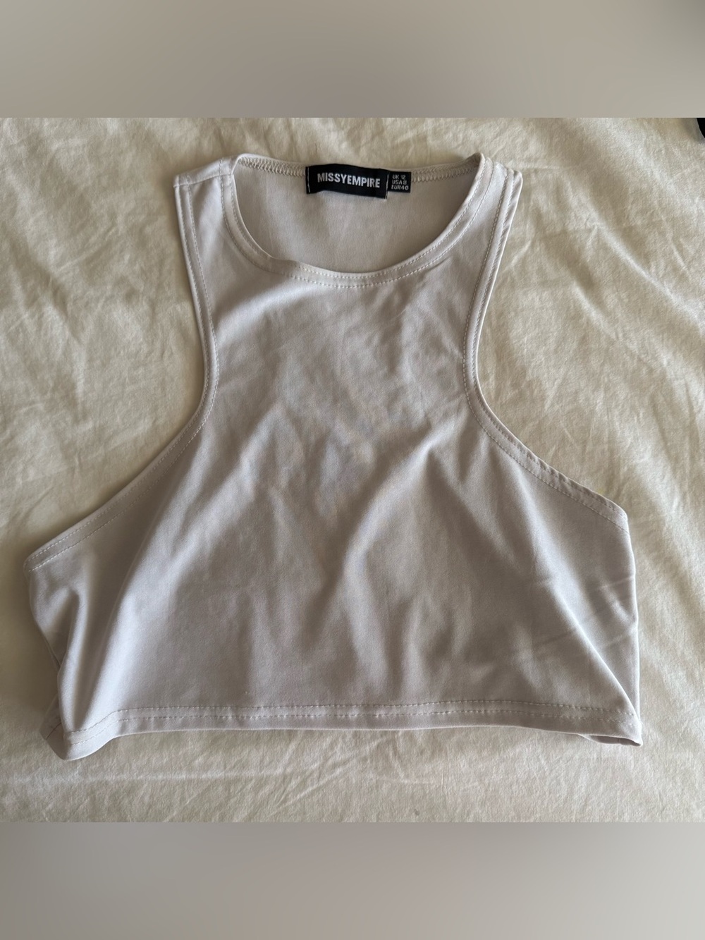 Missy Empire White Cropped Tank Top bikini topper Medium US8